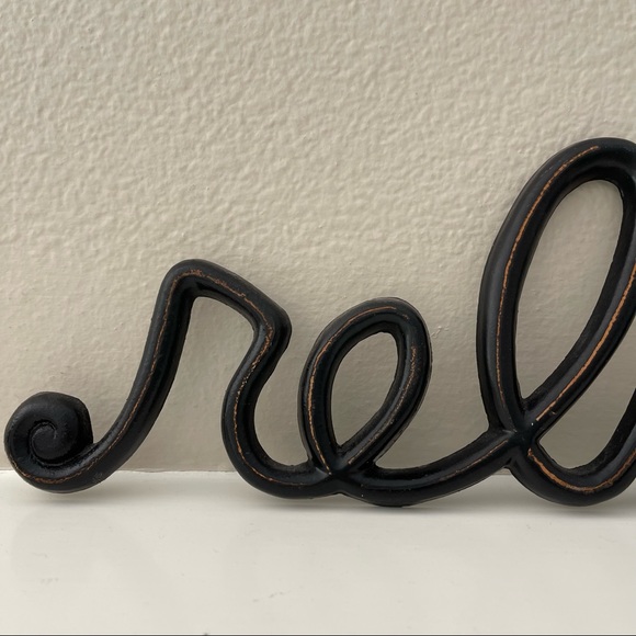 Black Brown Distressed Metal Relax Sign Wall Shelf Decor - Picture 3 of 8